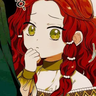 🍓 58555bbc Anime, Dibujos animados, Chica, Lindo, Pelo rojo, Ojos amarillos, Ilustración telegram sticker