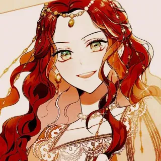 🍓 61248dc4 mujer, pelo rojo, anime, manga, retrato, pendientes telegram sticker