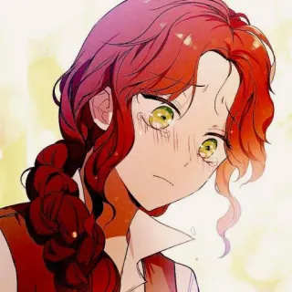 🍓 71bfc151 mujer, pelo rojo, triste, manga, anime, dibujo animado telegram sticker