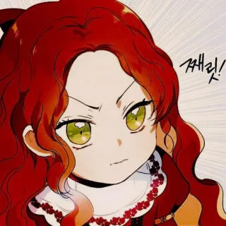 🍓 90fc6748 째릿! anime, dibujos animados, chica, pelo rojo, enfadada telegram sticker