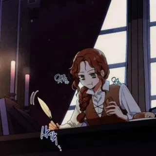 🍓 dbebda40 사각 escritura, anime, manga, chica, bolígrafo, oficina, vintage, serio telegram sticker