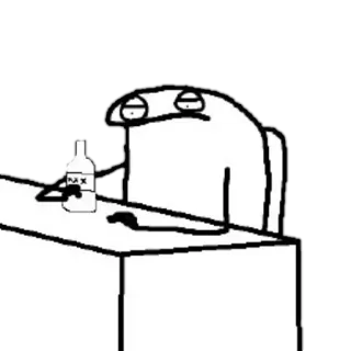 😕 05eb4db4 Пить, Алкоголь, Человечек, Стол, Бутылка whatsapp sticker