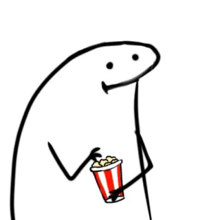 🍿 3c256e64 dessin animé, bonhomme allumette, popcorn, film, collation, divertissement whatsapp sticker