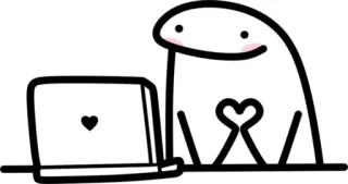 😍 e82b8763 amour, coeur, ordinateur portable, Flork, mignon whatsapp sticker