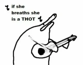 🎸 0b0bbfca if she breaths she is a THOT obraźliwe, mem, kreskówka, skrzypce, muzyka telegram sticker