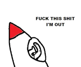 🛫 6e7680f4 FUCK THIS SHIT
I'M OUT Palec, Obraźliwe, Niegrzeczne, Wulgaryzmy, Odchodzenie telegram sticker