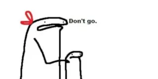 😧 f16014fe Don't go. Kreskówka, Patyczak, Smutny, Relacja, Emocjonalny telegram sticker