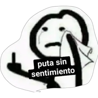 🖕 1e47ba62 puta sin sentimiento dito medio, offensivo, insulto, piangere, triste, emozione, meme whatsapp sticker