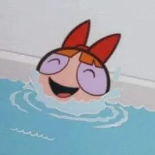 😻 6797305e Blossom The Powerpuff Girls cartone animato, nuoto, ragazza, piscina, acqua telegram sticker