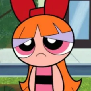 💤 c1200ca0 Blossom The Powerpuff Girls cartone animato, ragazza, triste, powerpuff, personaggio telegram sticker
