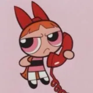 📞 c90a7573 Blossom The Powerpuff Girls Cartone animato, Ragazza, Telefono, Arrabbiata, Fiore telegram sticker