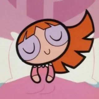 💤 d6fe7b84 Blossom Powerpuff Girls cartone animato, ragazza, dormire, animato, rosa, capelli rossi telegram sticker