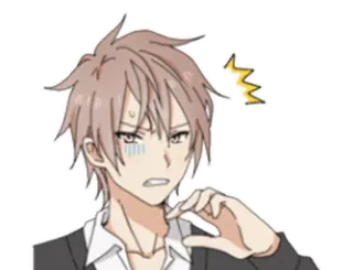 😅 02f83509 อนิเมะ, เด็กผู้ชาย, สีหน้า, อาย, ตัวละคร, มังงะ telegram sticker