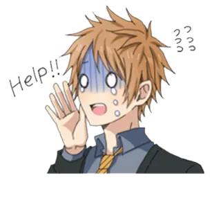 😭 3499211d Help!! อนิเมะ, ช่วยเหลือ, ร้องไห้, กังวล, อารมณ์, ตัวละครชาย telegram sticker