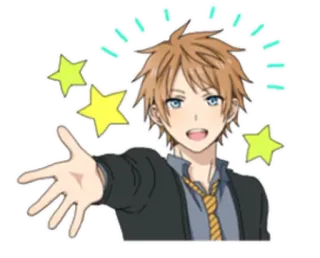 ✌ 5b8d4c8c อนิเมะ, ผู้ชาย, ตัวละคร, ดาว, มีความสุข, น่ารัก telegram sticker
