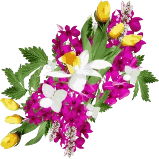 🌸 037ca7b3 ดอกไม้, ลายดอกไม้, ช่อดอกไม้, ดอกไม้สีม่วง, ดอกไม้สีเหลือง, ดอกไม้สีขาว telegram sticker