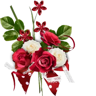 🌸 78dfebda ดอกไม้, ช่อดอกไม้, กุหลาบ, สีแดง, สีขาว, ลายดอกไม้, ตกแต่ง, งานเฉลิมฉลอง telegram sticker