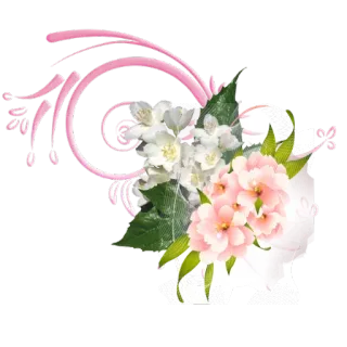 🌸 e6f2459d ลายดอกไม้, ดอกไม้, สีชมพู, สีขาว, ตกแต่ง, ใบไม้, ช่อดอกไม้ telegram sticker