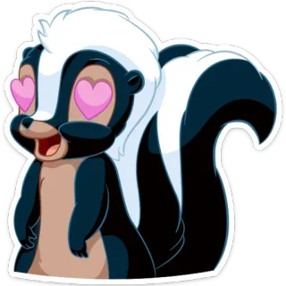 😍 5e923adf mouffette, animal, dessin animé, amour, mignon, autocollant, yeux en cœur telegram sticker