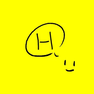 🟨 3f7c95fe H ตัวอักษร H, คำพูด, ยิ้ม, พื้นหลังสีเหลือง, มินิมอล, การ์ตูน, เรียบง่าย whatsapp sticker