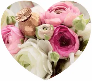 🌸 17622fba цветы, сердце, цветочная композиция, розовый, белый, букет telegram sticker