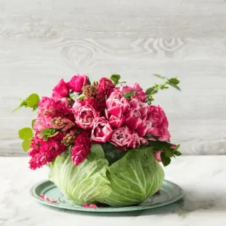 🌸 5bfeb026 цветочная композиция, цветы, капуста, букет, цветочный, центральная композиция, украшение стола telegram sticker