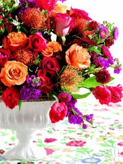 🌸 e9372242 цветы, букет, цветочная композиция, красные цветы, оранжевые цветы, фиолетовые цветы telegram sticker