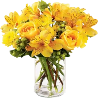 💐 5ed31456 花, 黄色, 花束, 玫瑰, 插花, 花瓶 telegram sticker