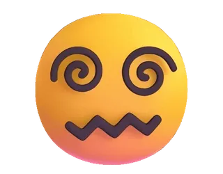 😵‍💫 181d6735 이모티콘, 현기증, 빙글눈, 만화 얼굴, 표정, 노란색 telegram sticker