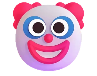 🤡 fda78443 clown, emoji, gezicht, grappig, roze, blauw, blij, cartoon telegram sticker