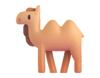 🐫 26c16bfe 骆驼, 动物, 沙漠, 3D, 卡通 telegram sticker