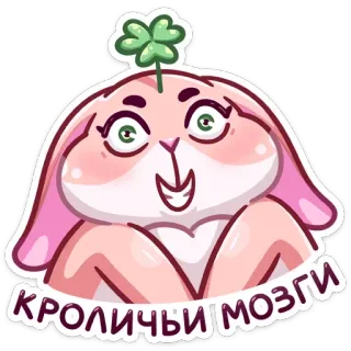 🐇 196b275c КРОЛИЧЬИ МОЗГИ кролик, зайчик, русский, клевер, мультфильм, милый, животные telegram sticker