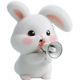 📢 55af2c93 Hase, Kaninchen, Megafon, süß, Tier, Ankündigung telegram sticker