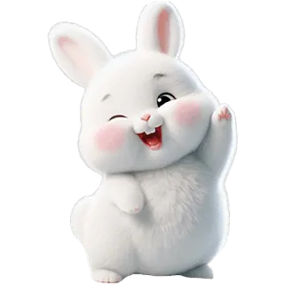 👋 cc1f5705 Hase, Häschen, niedlich, Tier, winkend, Cartoon telegram sticker