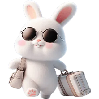 🧳 dc338402 Hase, Kaninchen, Sonnenbrille, Reisen, Gepäck, Cartoon telegram sticker