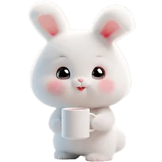 🫖 e98118a2 Hase, niedlich, Kaninchen, Tier, kawaii, Kaffeetasse telegram sticker