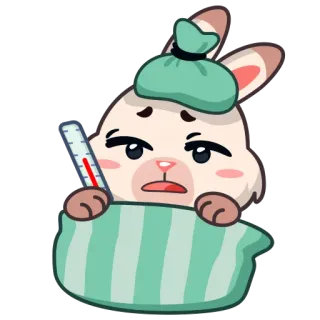 🤒 e8c3c7e5 malato, coniglio, malattia, cartone animato, termometro, carino, animale whatsapp sticker
