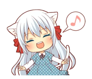 Fluffy White Cat Girl telegram stickers