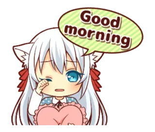 🌞 78caae6e Good morning 动漫, 猫娘, 卡哇伊, 早上, 可爱, 卡通 telegram sticker