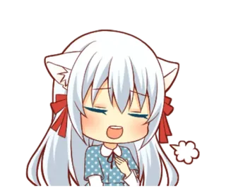 😓 b3d8fab9 动漫, Q版, 猫耳, 卡通, 可爱 telegram sticker