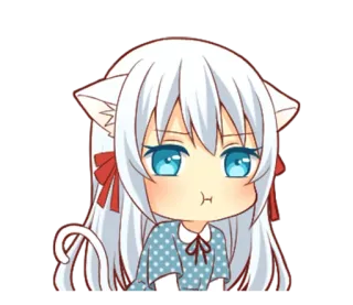 😑 cdf4d6e6 动漫, 猫娘, Q版, 卡哇伊, 可爱, 漫画, 贴纸 telegram sticker