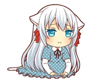 🙇 d00e8ef7 动漫, Q版, 猫耳, 可爱, 漫画, 可爱 telegram sticker