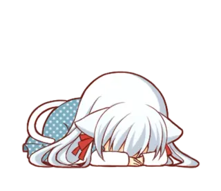 🙇 dad6c9d7 动漫, 猫娘, 悲伤, 躺, 疲惫, 可爱 telegram sticker