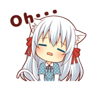 Fluffy White Cat Girl telegram stickers