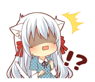 Fluffy White Cat Girl telegram stickers