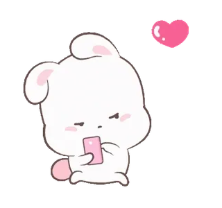 😒 4a940bfa lapin, mignon, amour, coeur, dessin animé, autocollant telegram sticker