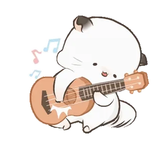 🎸 50112f4d gato, ukulele, música, fofo, desenho animado, animal whatsapp sticker