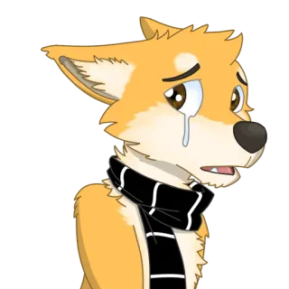 😢 387af300 Anthro, Renard, Triste, Pleurs, Furry, Animal, Écharpe telegram sticker