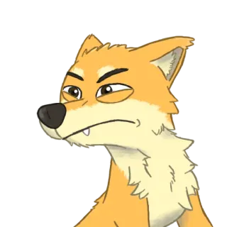 😑 4452c01c renard, dessin animé, animal, portrait, poilu telegram sticker