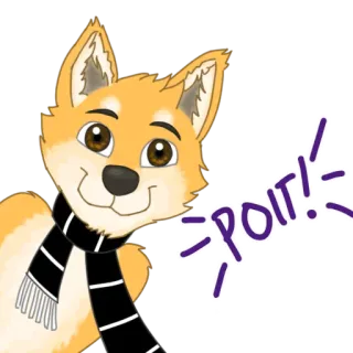 🐺 604dd75b POIT! chien, shiba inu, écharpe, dessin animé, animal, mignon telegram sticker